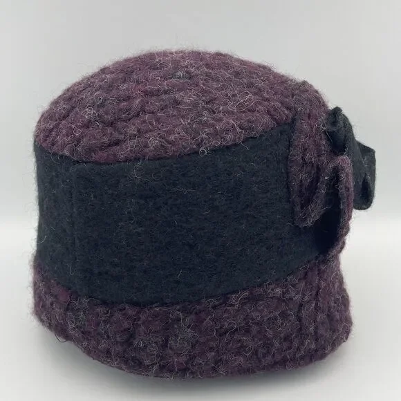 Platania Women’s Hat Made In Italy Purple Wool Blend Flower One Size - Picture 3 of 10